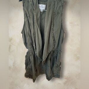 Green Sleeveless Draped Vest